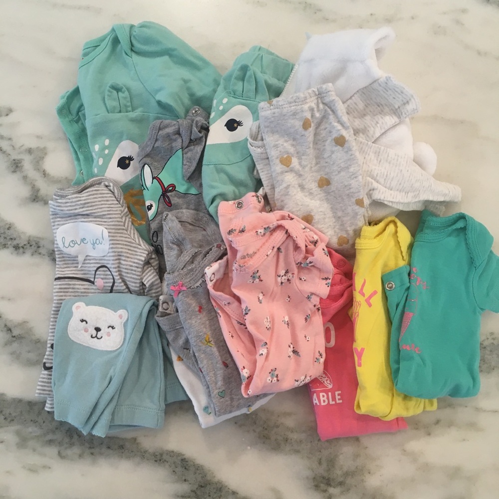 Lot of 0-3 month baby clothes